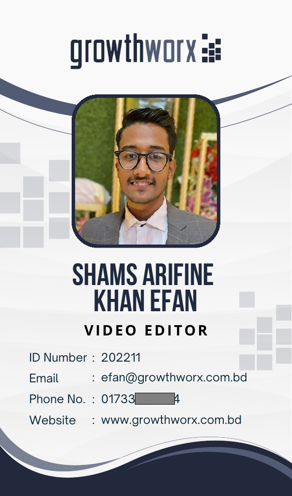 Shams Arifine Khan Efan ID Card Front